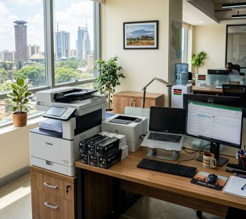 Office desk with printer copier 360x320